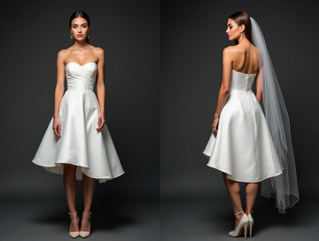Chic White Mini Short Wedding Dress with a Deep V-Neckline for a Sexy and Sophisticated Look