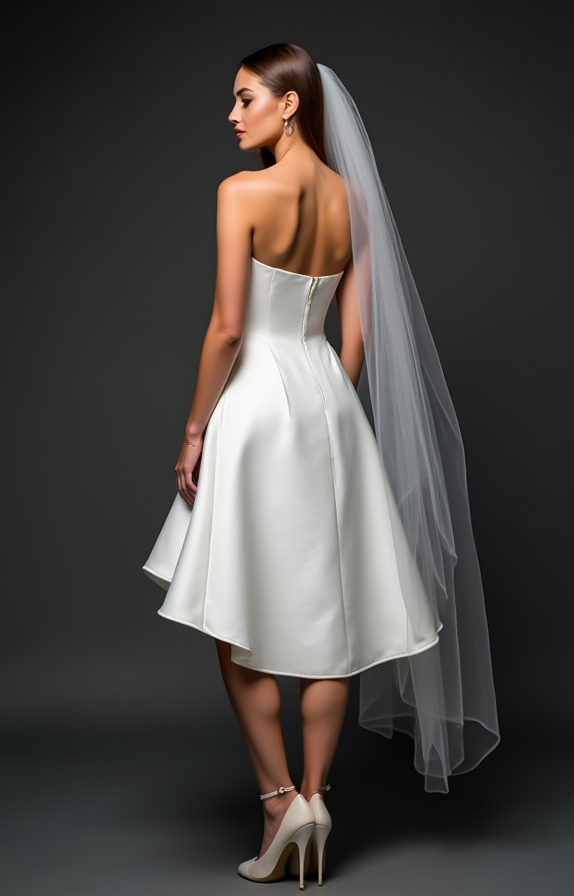 Chic White Mini Short Wedding Dress with a Deep V-Neckline for a Sexy and Sophisticated Look