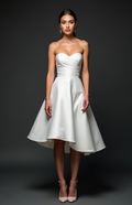 Chic White Mini Short Wedding Dress with a Deep V-Neckline for a Sexy and Sophisticated Look