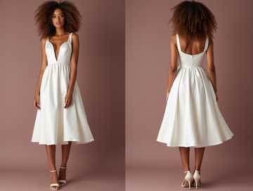 Classic White Mini Short Wedding Dress with a Fit-and-Flare Silhouette for a Feminine Shape