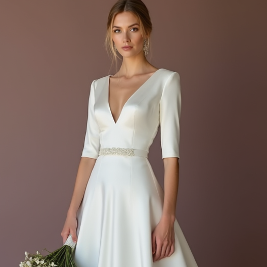 Elegant White Princess Wedding Dress with Lace Appliqué and a Flowing Ball Gown Skirt