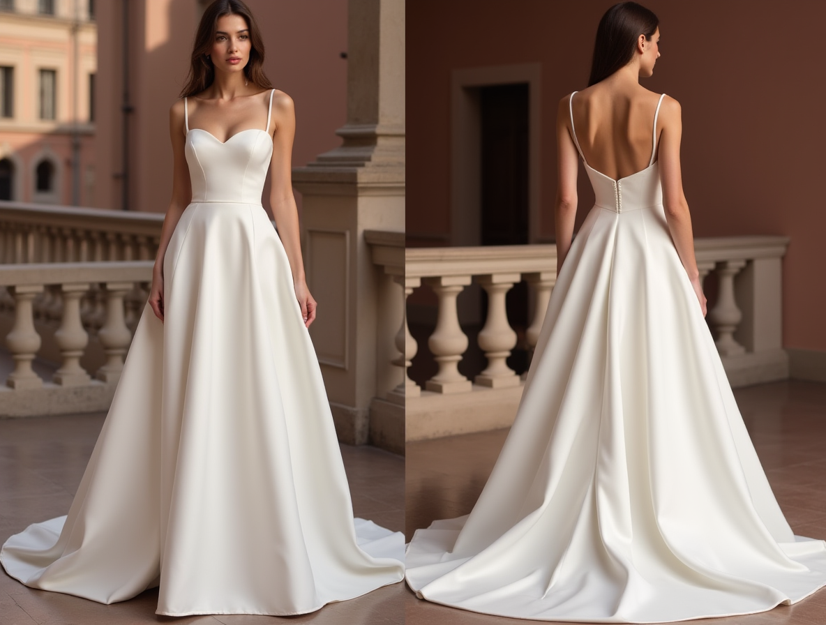 Elegant White A-Line Wedding Dress Gown with Lace Appliqué and Flowing Tulle Skirt