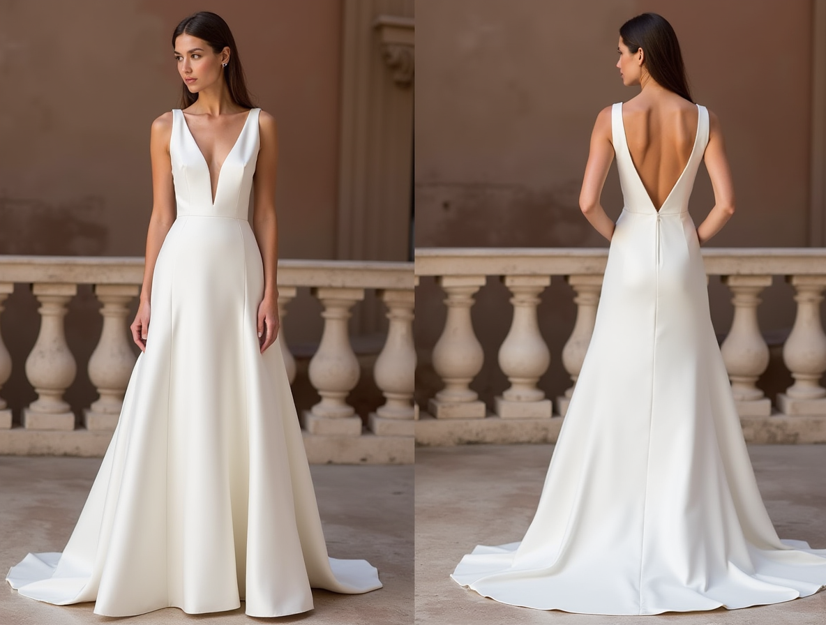 Timeless White Princess Wedding Dress with Satin Skirt and Beaded Corset Bodice