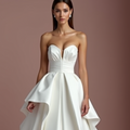 Chic White Princess Bridal Gown with a Sculpted Bodice and Layered Skirt