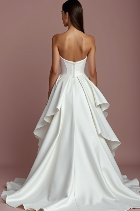 Chic White Princess Bridal Gown with a Sculpted Bodice and Layered Skirt