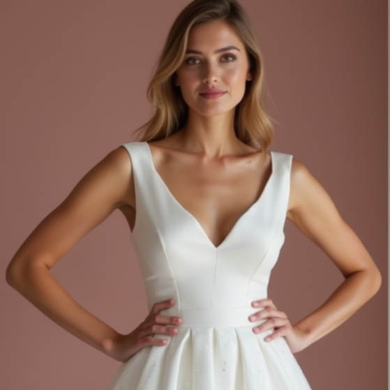 Timeless White Mini Short Wedding Dress with an Embroidered Bodice for Elegant Detailing