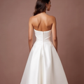 Modern White Mini Short Wedding Dress with a Satin Bow Back for a Luxe Finish
