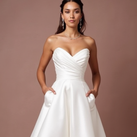 Modern White Mini Short Wedding Dress with a Satin Bow Back for a Luxe Finish