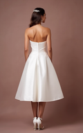 Modern White Mini Short Wedding Dress with a Satin Bow Back for a Luxe Finish