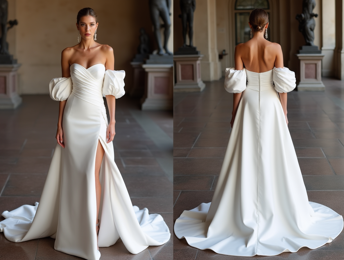 Romantic White Mermaid Wedding Dress with Floral Lace and a Fitted Bodice