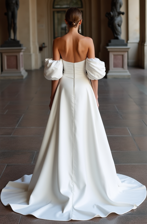 Romantic White Mermaid Wedding Dress with Floral Lace and a Fitted Bodice