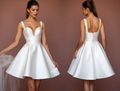 Elegant White Mini Short Wedding Dress with an Illusion Neckline for a Subtle Sexy Look