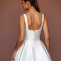 Elegant White Mini Short Wedding Dress with an Illusion Neckline for a Subtle Sexy Look