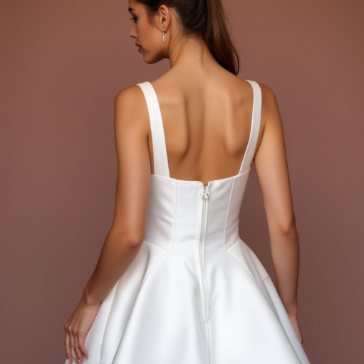 Elegant White Mini Short Wedding Dress with an Illusion Neckline for a Subtle Sexy Look
