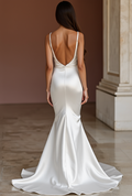 Mermaid White Wedding Dress with a Bold Strapless Design for a Modern Touch