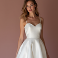 Stunning White Mini Short Wedding Dress with a Drape Sleeve for a Soft and Flowing Look