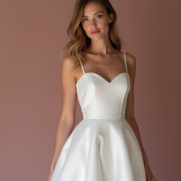 Stunning White Mini Short Wedding Dress with a Drape Sleeve for a Soft and Flowing Look