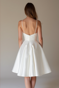 Stunning White Mini Short Wedding Dress with a Drape Sleeve for a Soft and Flowing Look
