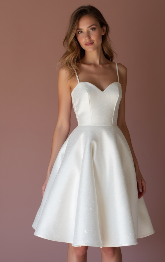 Stunning White Mini Short Wedding Dress with a Drape Sleeve for a Soft and Flowing Look