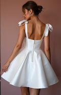 Glamorous White Mini Short Wedding Dress with a Fully Beaded Design for a Sparkling Finish