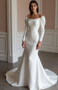 Mermaid White Wedding Gown with a Beaded Waistline for Extra Sparkle