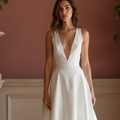 Chic White Mini Short Wedding Dress with Side Cutouts for a Modern and Trendy Look