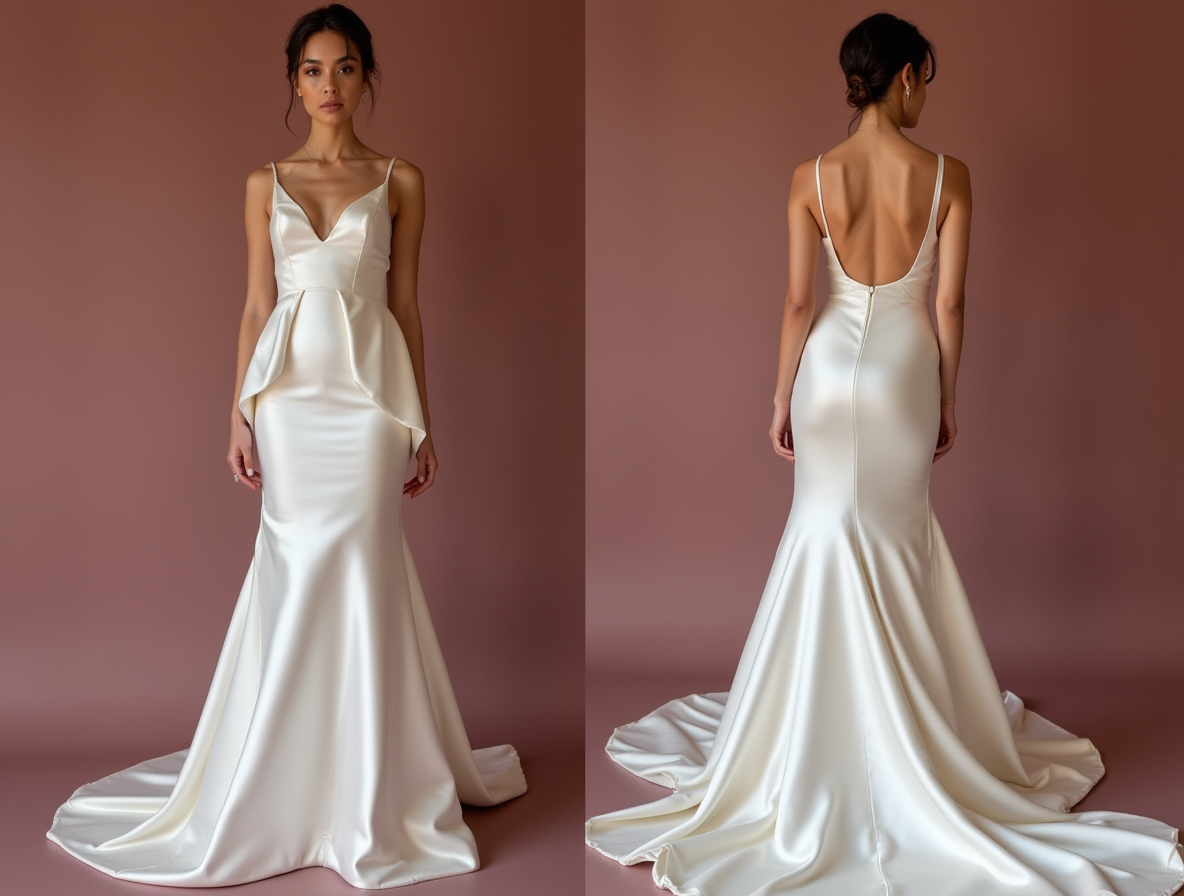 Fitted White Mermaid Wedding Dress with a Detachable Train for Versatility