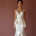 Fitted White Mermaid Wedding Dress with a Detachable Train for Versatility