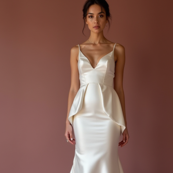 Fitted White Mermaid Wedding Dress with a Detachable Train for Versatility