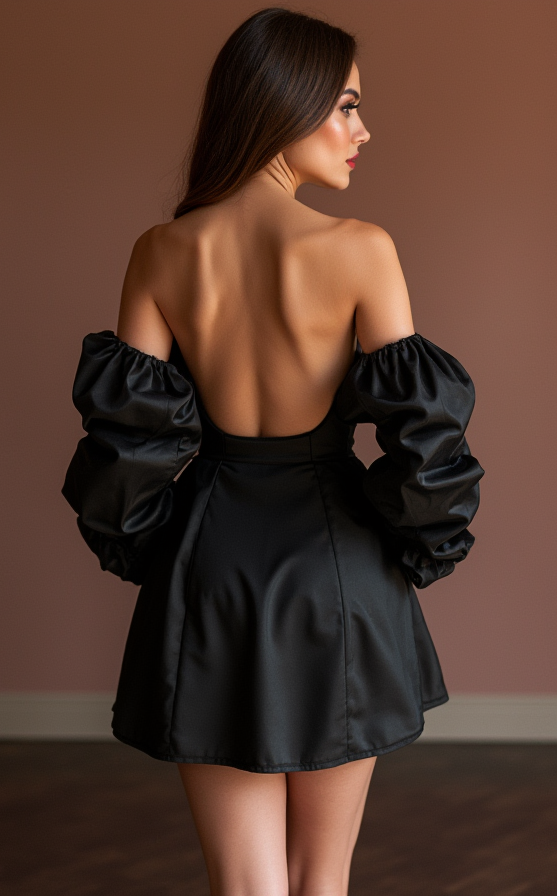 Show-Stopping Black Evening Dress & Prom Dress with Mirror Beadwork for a Sparkly Look