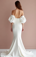Dramatic White Mermaid Wedding Gown with a Lace Train for a Vintage Touch