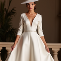 Stylish White Mini Short Wedding Dress with a Pleated Bodice for a Flattering Silhouette