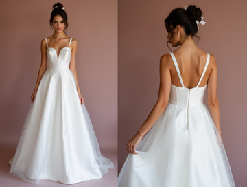 Show-Stopping White Princess Wedding Dress with Layers of Tulle and a Beaded Waist