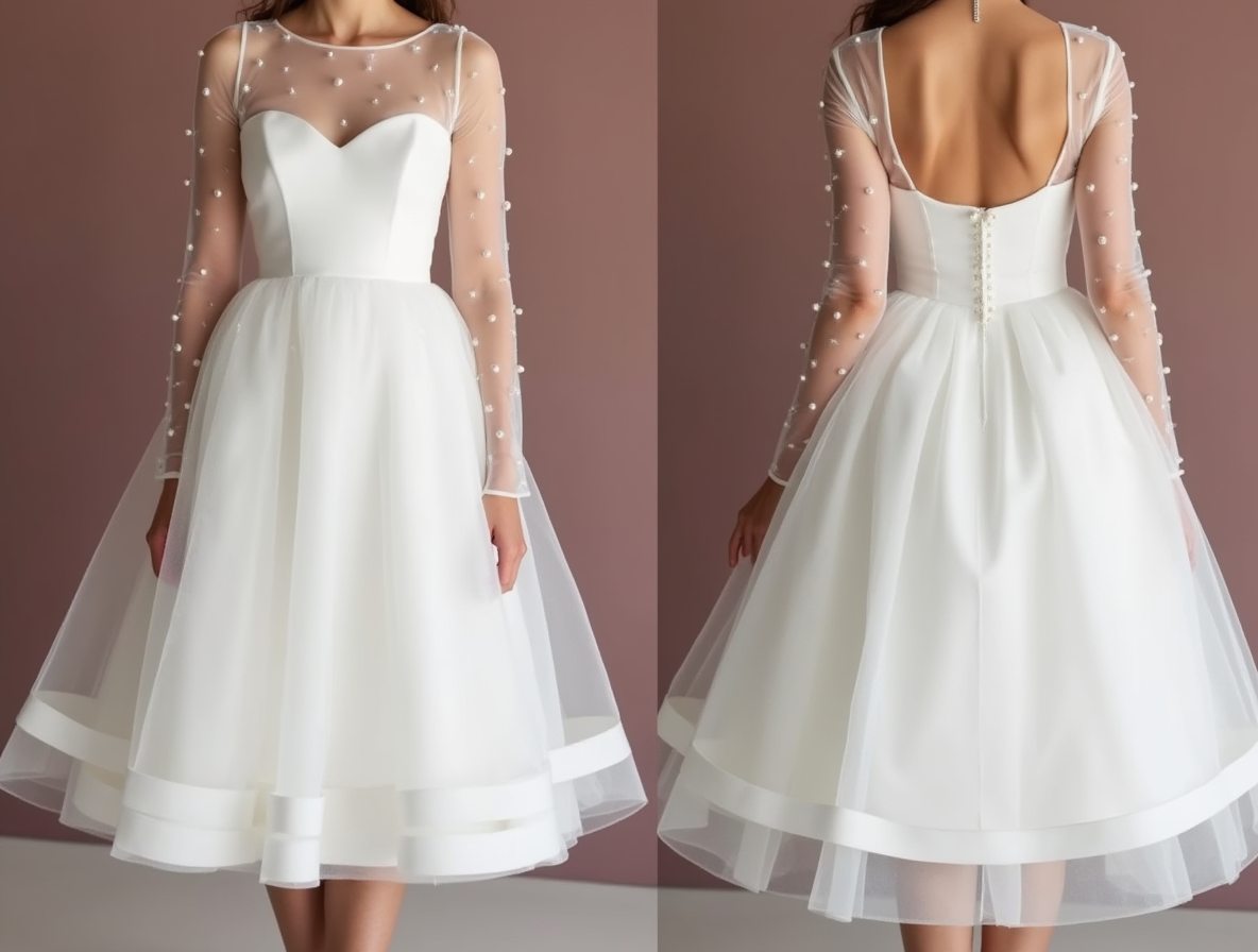 Classic White Mini Short Wedding Dress with a Wide Strap for a Comfortable Fit