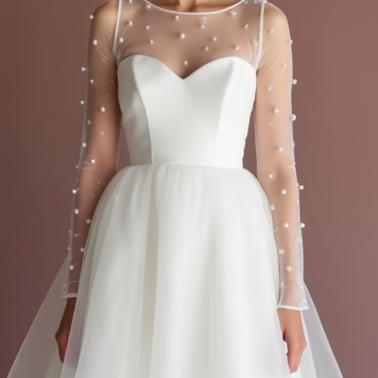 Classic White Mini Short Wedding Dress with a Wide Strap for a Comfortable Fit