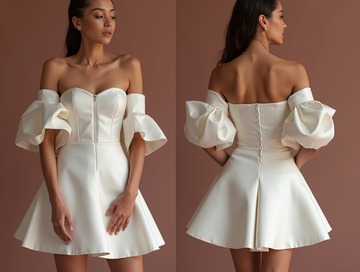 Bohemian White Mini Short Wedding Dress with Flowy Sleeves for a Relaxed and Elegant Look