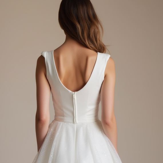 Elegant White Mini Short Wedding Dress with a Sculpted Bustier for a Sophisticated Look