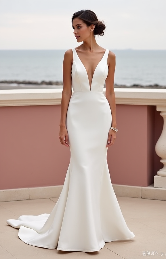 Elegant White Mermaid Wedding Dress with Illusion Sleeves for a Soft Bridal Look
