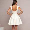 Playful White Mini Short Wedding Dress with a Puff Sleeve for a Fun and Vintage-Inspired Look