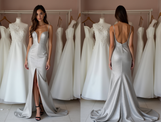 Simple White A-Line Bridal Gown with Satin Finish and Sleek Modern Fit