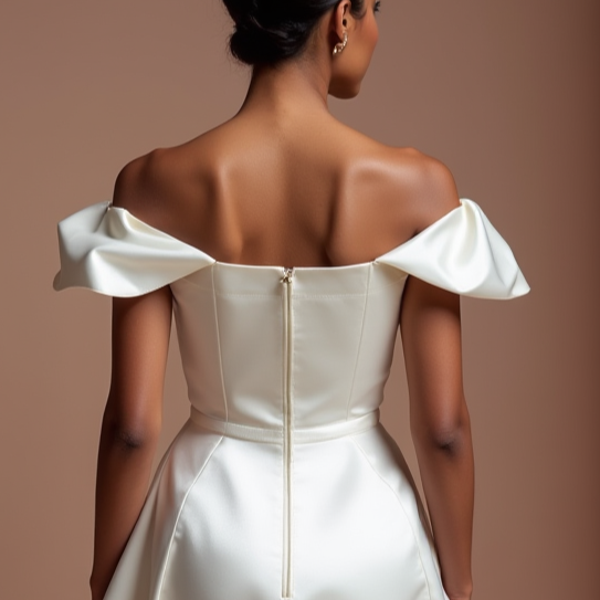 Vintage-Inspired White Mini Short Wedding Dress with a Fitted Waist and Flared Skirt