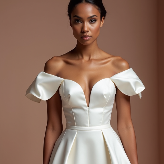 Vintage-Inspired White Mini Short Wedding Dress with a Fitted Waist and Flared Skirt