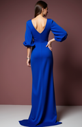 Sexy Blue Evening Dress and Prom Gown with a Fitted Skirt and Lace Bodice