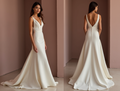 Glamorous White Mermaid Wedding Dress with a Deep Back for a Sexy Statement