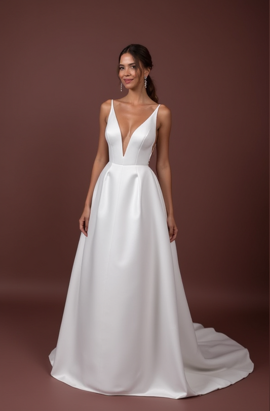 A-Line Bridal Dress with a Chapel Train for a Classic and Grand Look