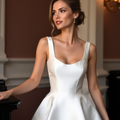 Chic Short Wedding Dress and Mini Dress with a High Neckline for a Sophisticated Style
