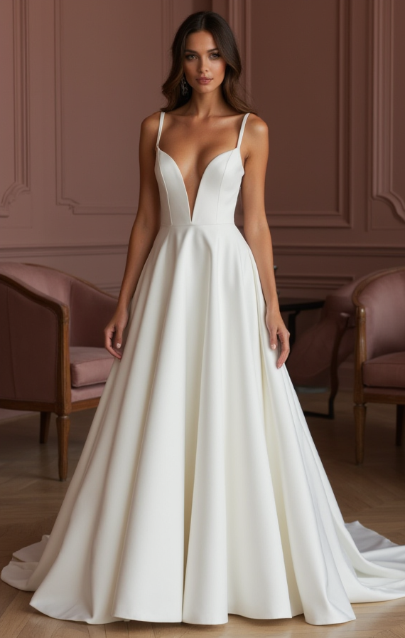 A-Line Wedding Dress with Draped Bodice for a Soft, Elegant Silhouette