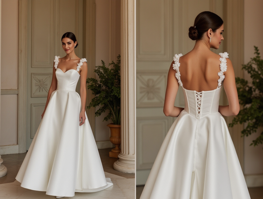 Vintage-Inspired A-Line Wedding Dress with a Keyhole Back for an Elegant Touch