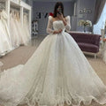 A-line Long Sleeves Wedding Dresses Strapless Sequin Bridal Gown Floor Length Bride Dress for Women Vestidos De Novia