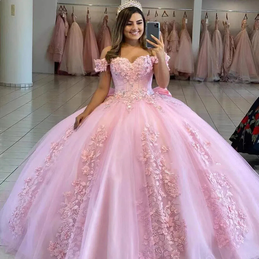 Sweetheart Ball Gown Quinceanera Dresses Sweet 16 Sexy Off-Shoulder Ap